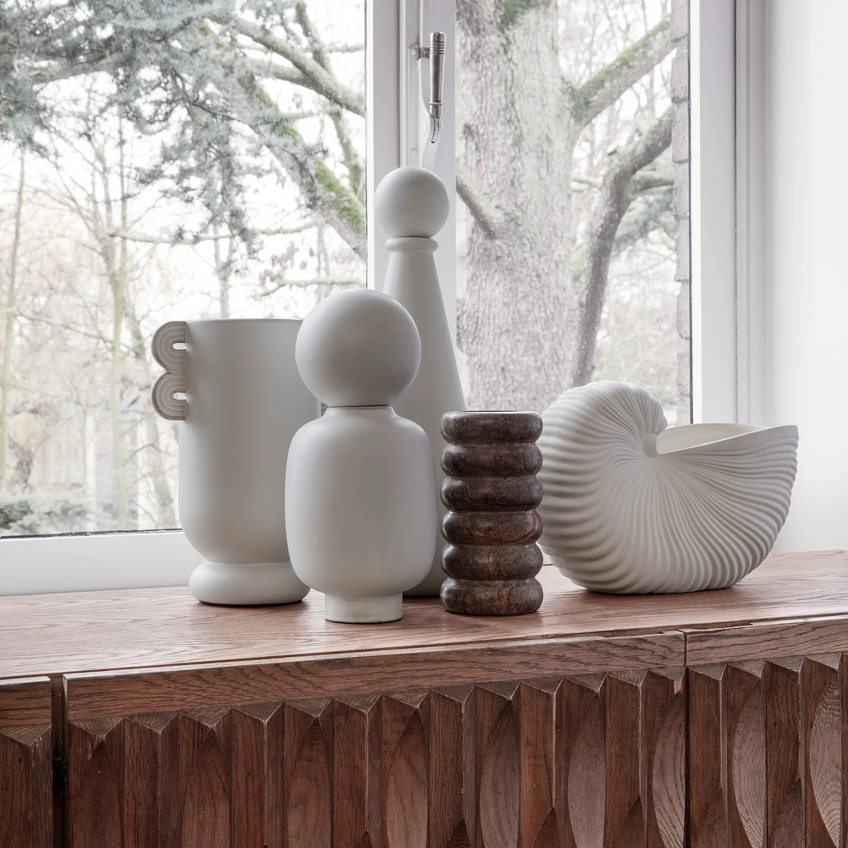 Bendum Vase, Brauner Marmor Ferm Living
