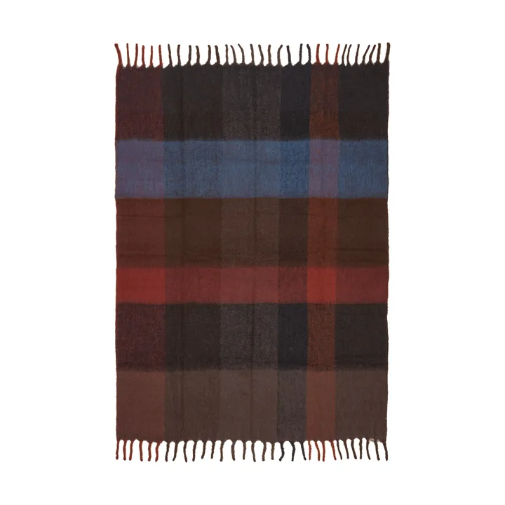 Blur Mohair-Decke - Dark chocolate-Oxidrot, 130x170 cm - Ferm Living