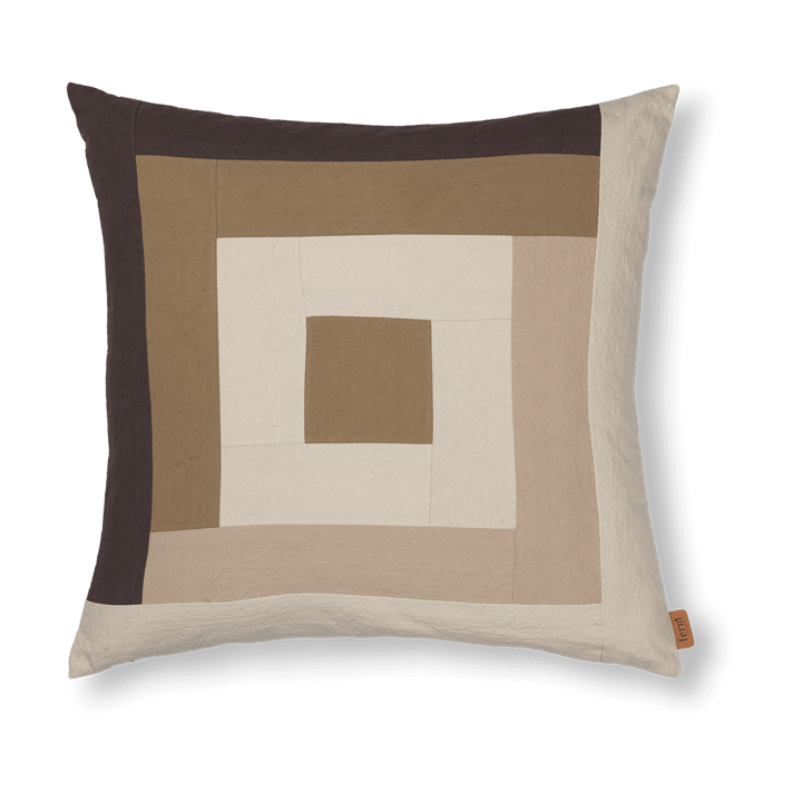 Border patchwork Kissenbezug 50x50 cm - Coffee-dark sand - Ferm LIVING