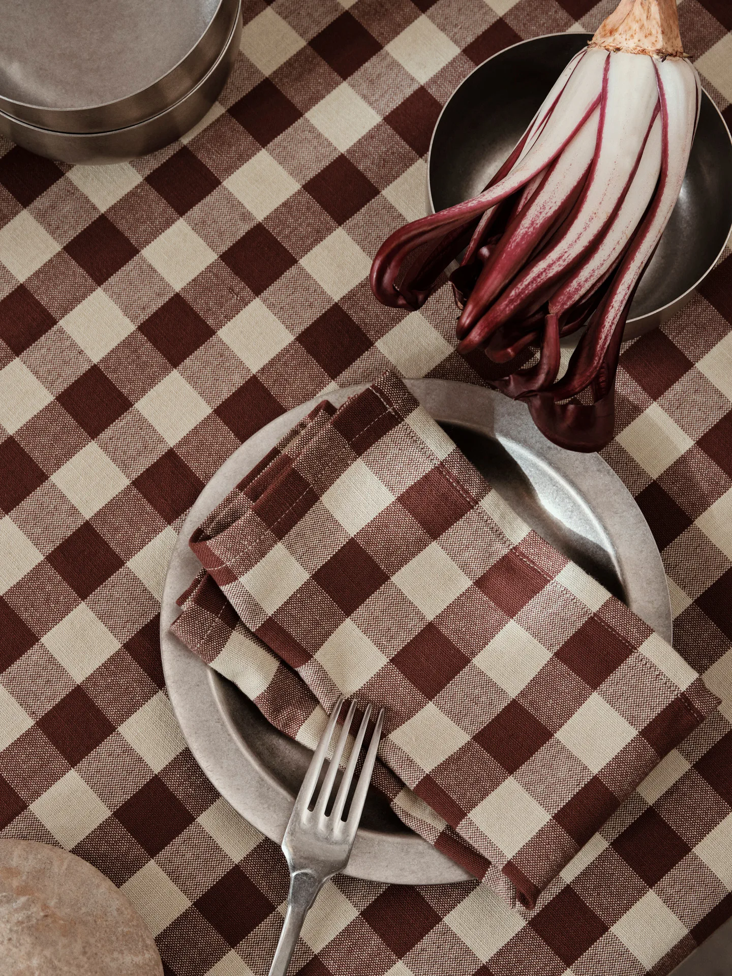 Bothy Check Baumwollservietten 40x40 cm 4er Pack, Cinnamon-grey green Ferm Living