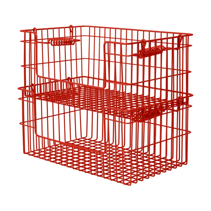 Cala Korb stapelbar 2er Pack - Mohnrot, 28,7x18x13 cm - Ferm Living