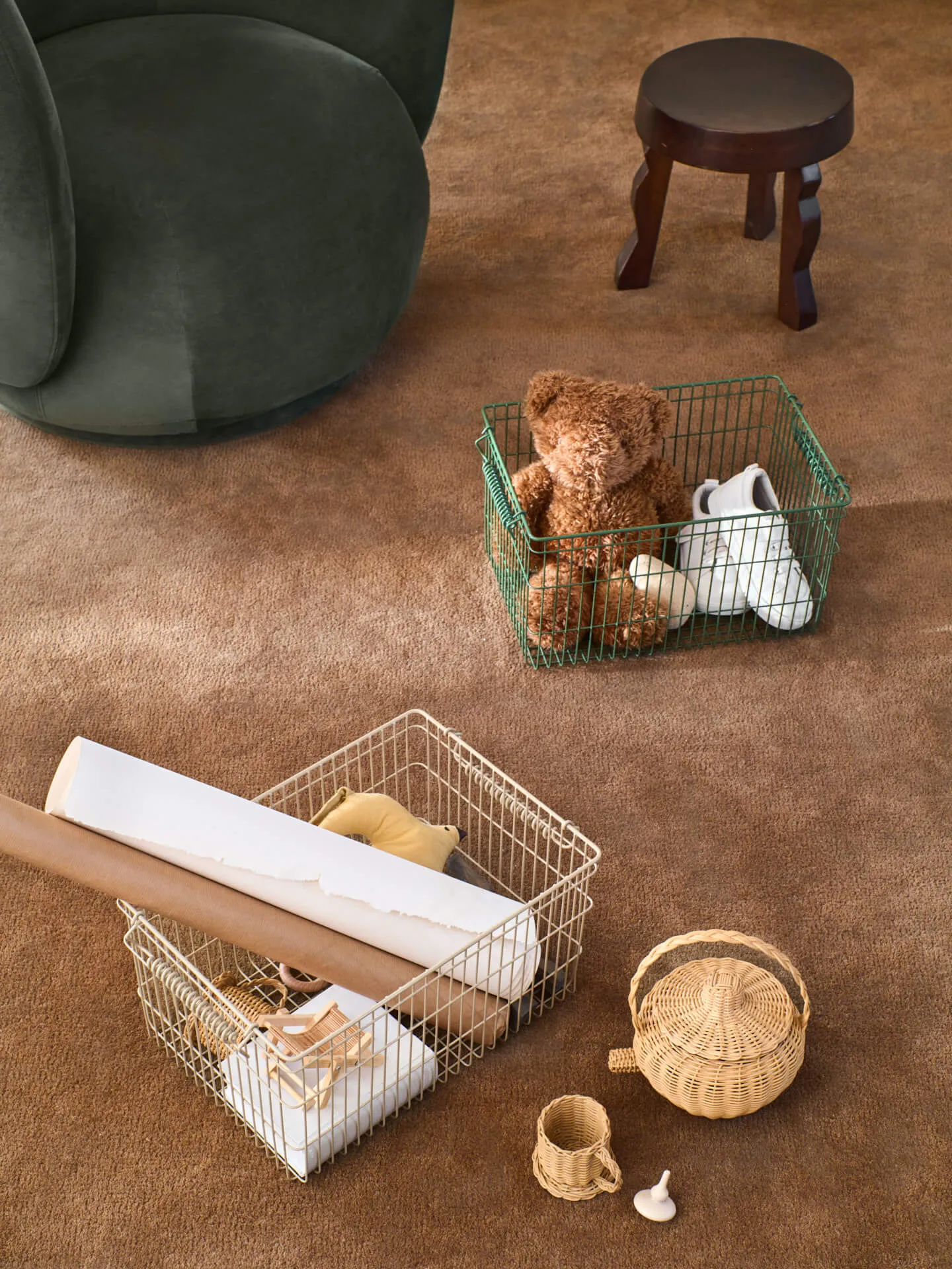 Cala Korb stapelbar 2er Pack, Verdant green, 36,2 x 26,2 x 20,2cm Ferm Living