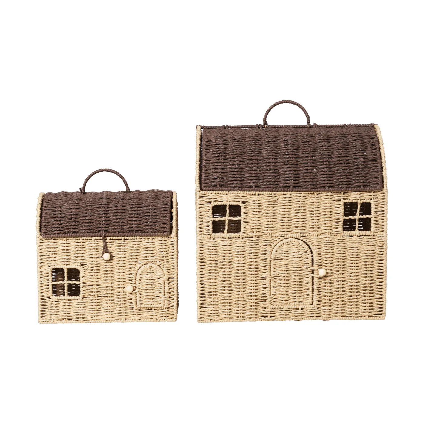 Casu hausförmige Aufbewahrungskörbe, 2-teilig, Natural-Dunkelbraun Ferm Living