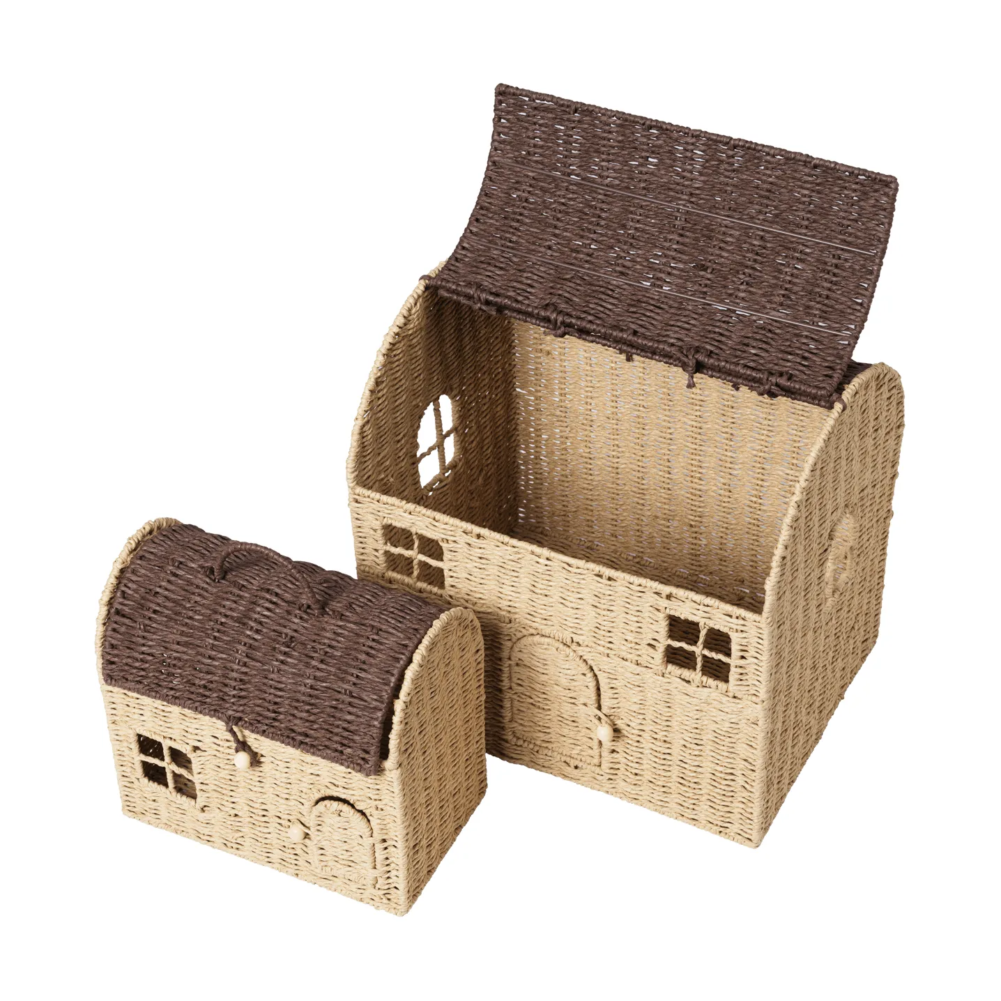 Casu hausförmige Aufbewahrungskörbe, 2-teilig, Natural-Dunkelbraun Ferm Living