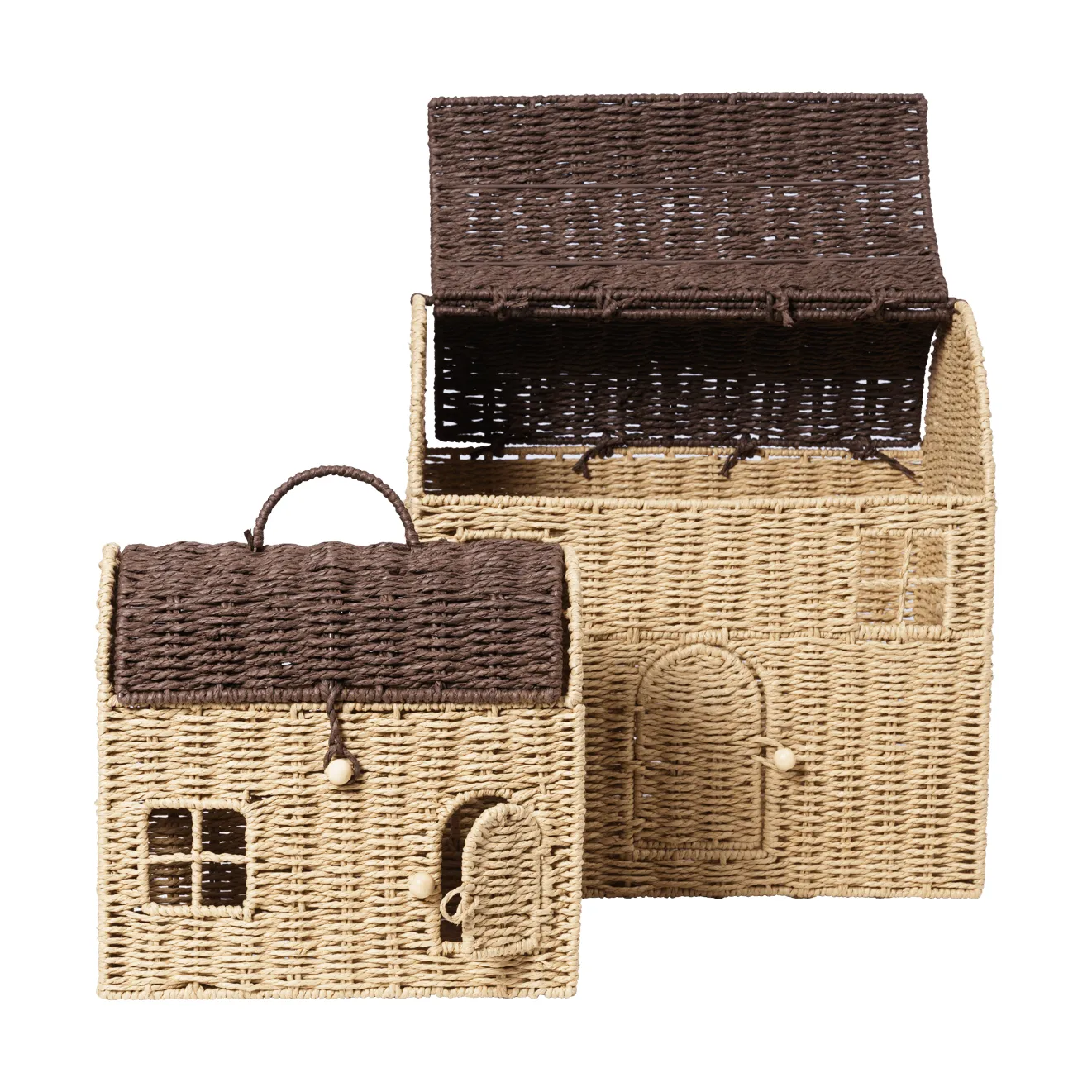 Casu hausförmige Aufbewahrungskörbe, 2-teilig, Natural-Dunkelbraun Ferm Living