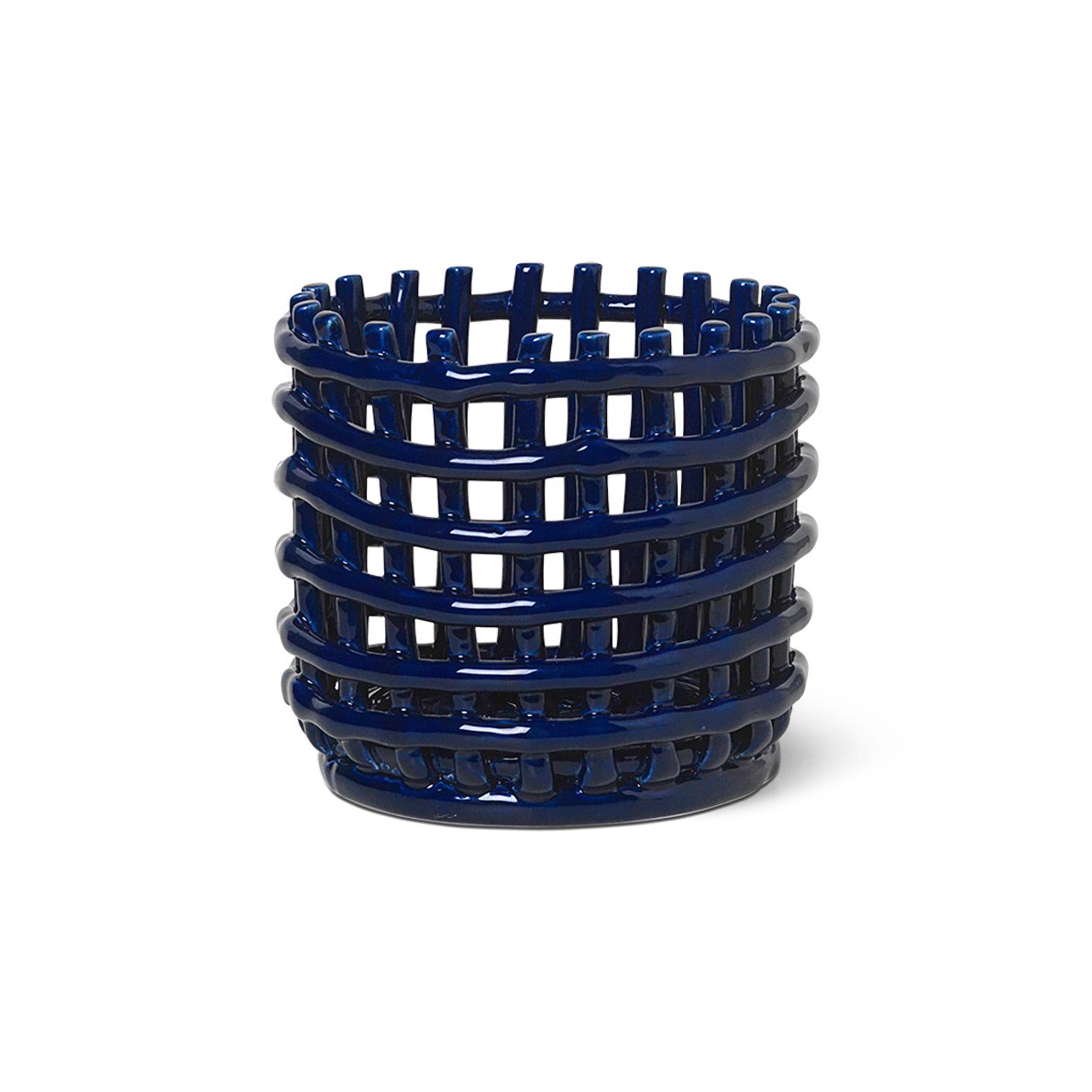 Ferm Living Ceramic geflochtener Korb o16cm Blau | Skandinavisches Design | Aufbewahrungskörbe | Blau