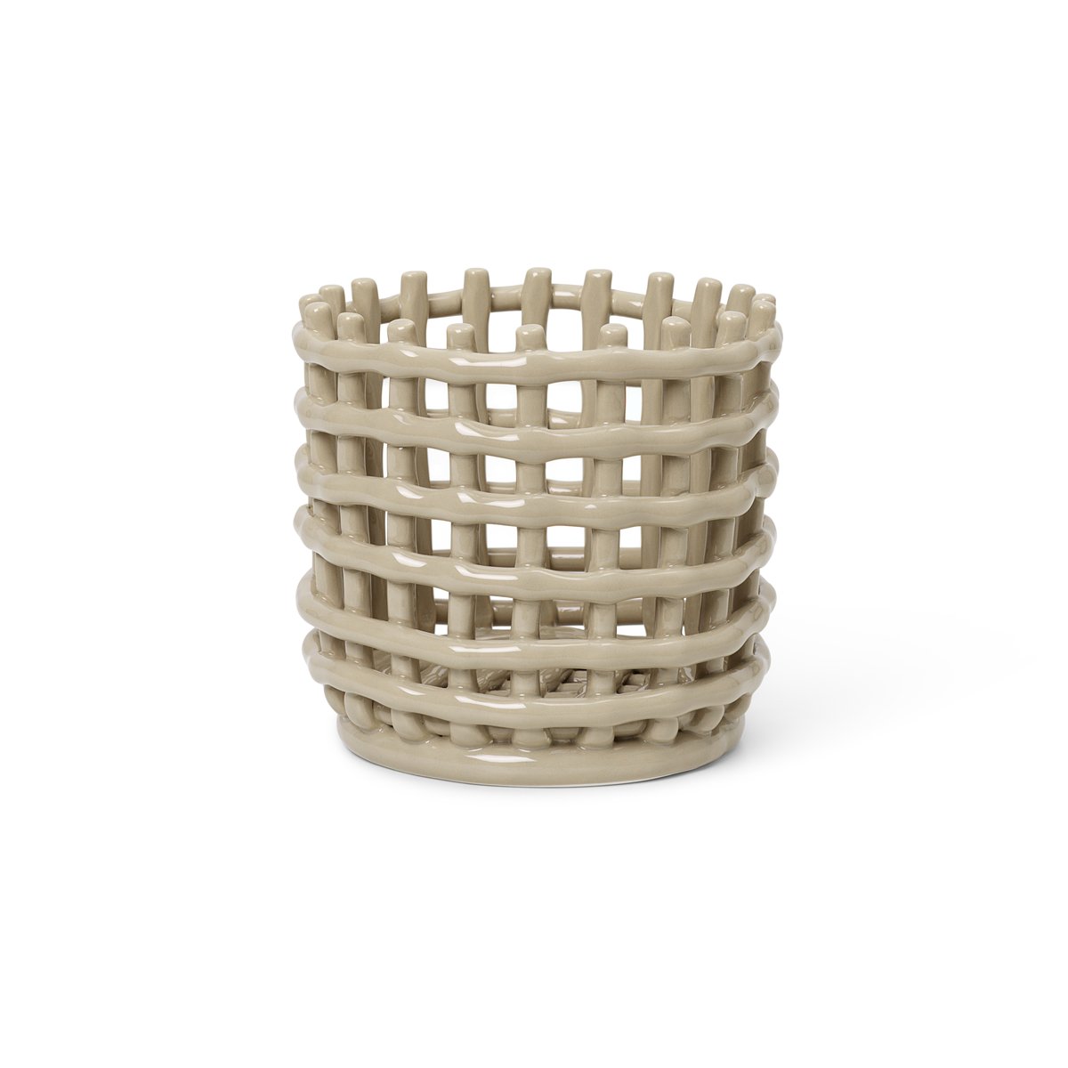 Ferm Living Ceramic geflochtener Korb o16cm Cashmere
