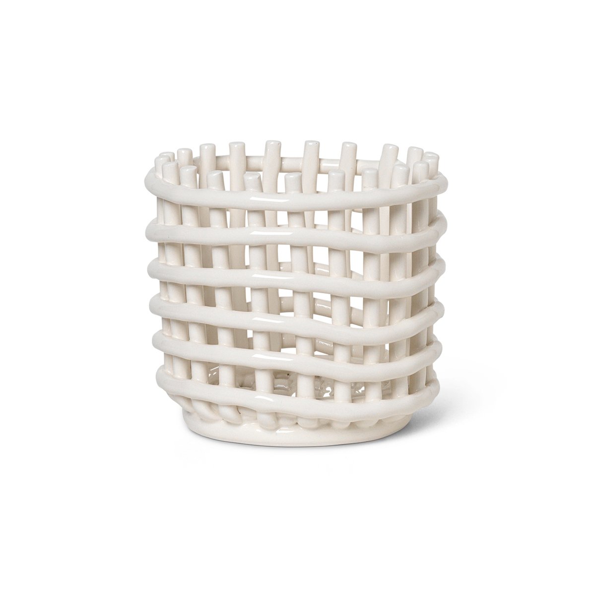 Ferm Living Ceramic geflochtener Korb o16cm Off white