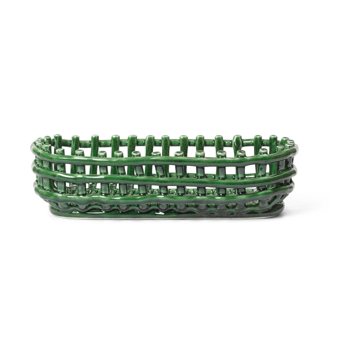 Ceramic geflochtener Korb oval 15 x 30cm - Emerald Green - Ferm LIVING