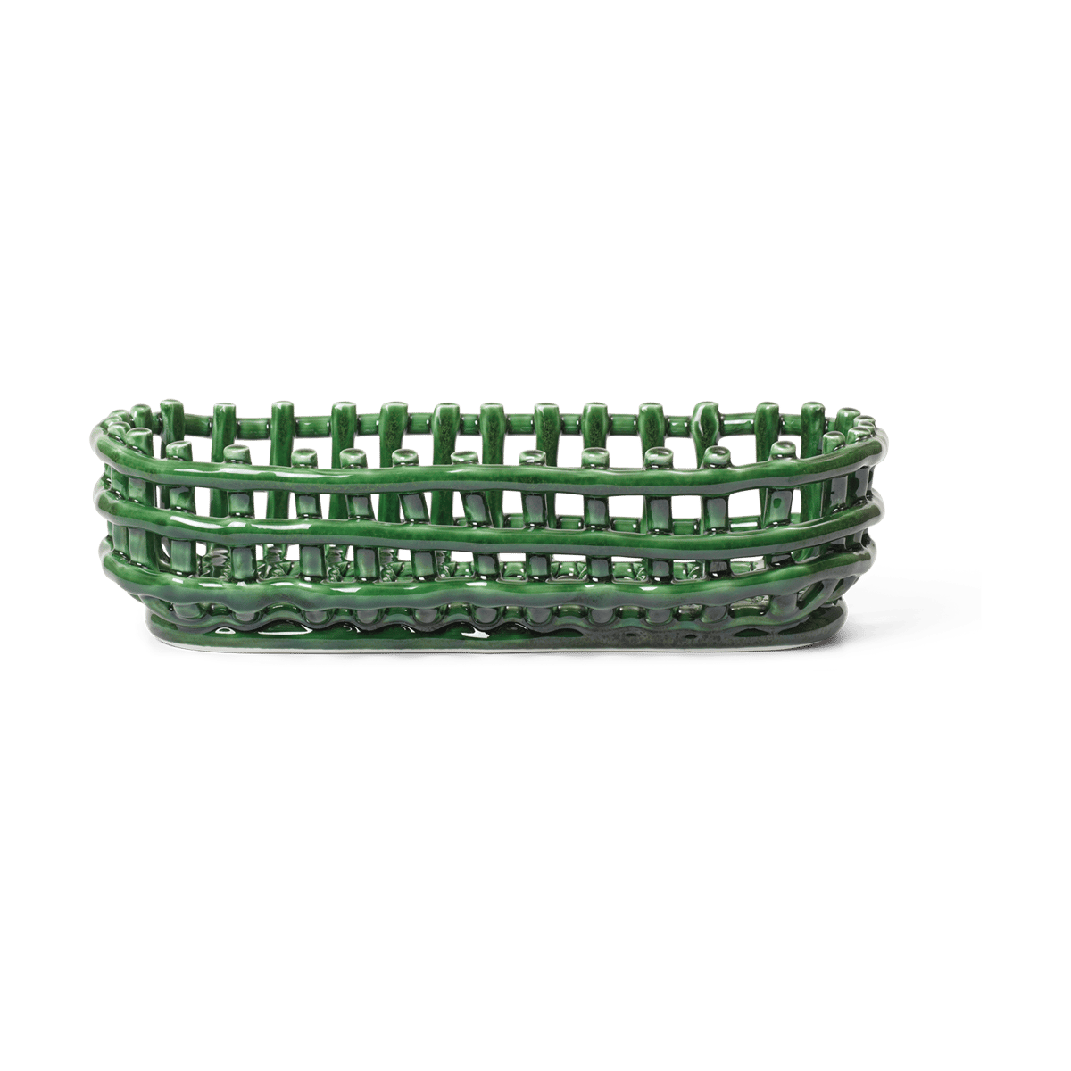 Ferm Living Ceramic geflochtener Korb oval 15 x 30cm Emerald Green