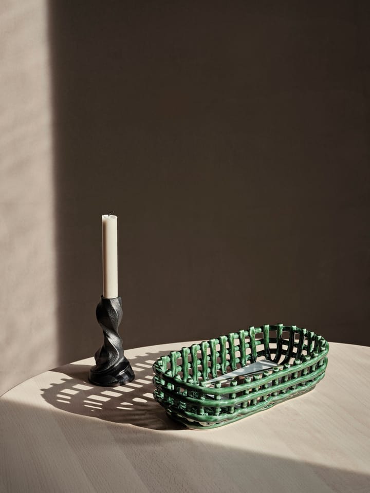 Ceramic geflochtener Korb oval 15 x 30cm, Emerald Green Ferm Living