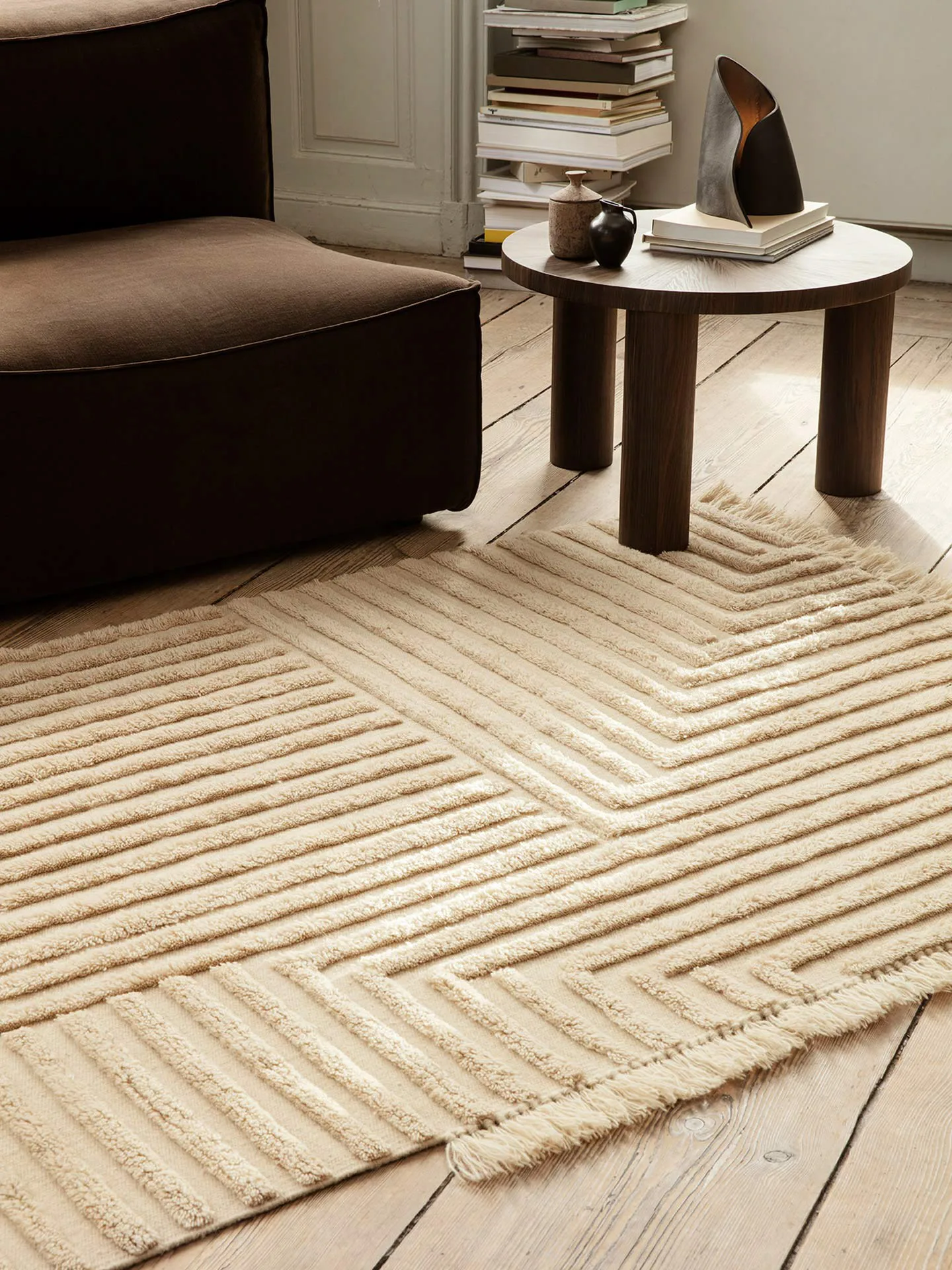 Crease Wollteppich 140 x 200cm, Light Sand Ferm Living