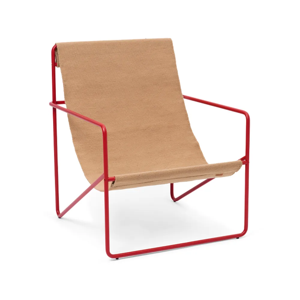Desert Loungesessel, Sand, poppy red Gestell Ferm Living