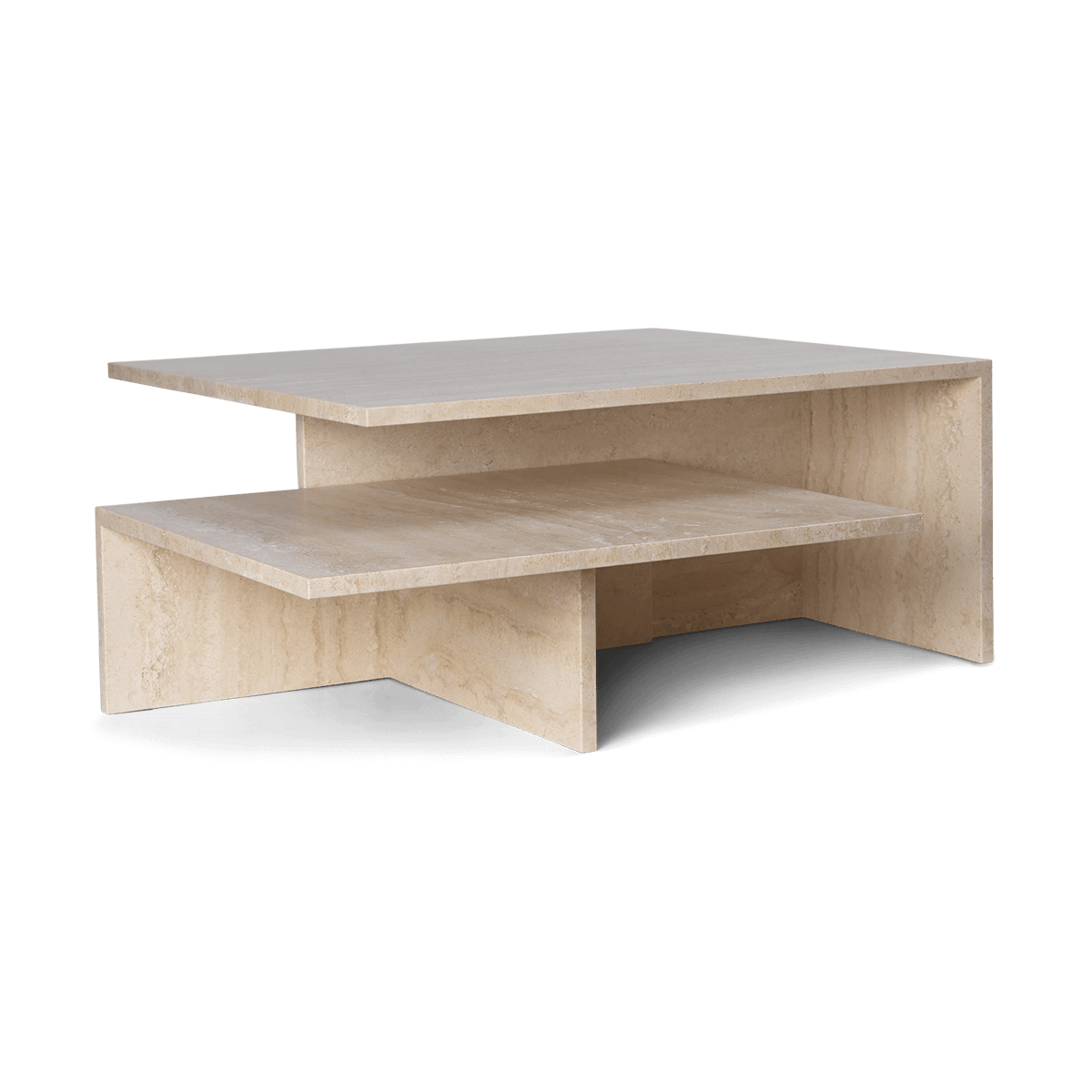 Ferm Living Distinct Grande Duo Beistelltisch 133x70x35 cm Travertine