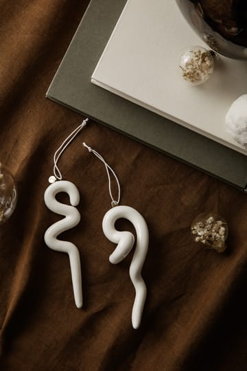 Doodle Weihnachtsanhänger 14,5cm 2er Pack - Off-white - Ferm Living