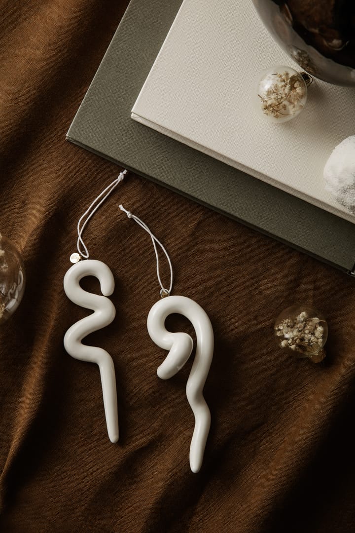 Doodle Weihnachtsanhänger 14,5cm 2er Pack, Off-white Ferm Living