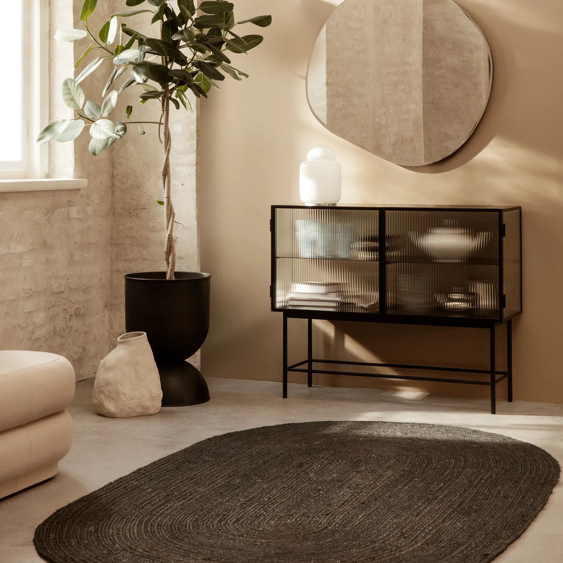 Eternal Juteteppich oval large, Black Ferm Living