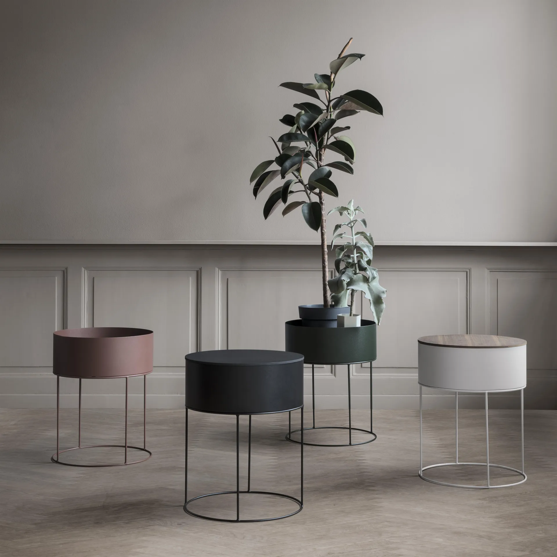 Ferm Living Plant Box Rund, Hellgrau Ferm Living
