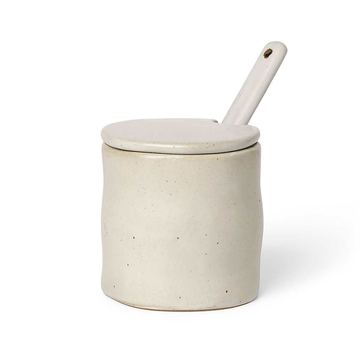 Ferm Living Flow Marmeladenbehälter mit Löffel Off-white speckle