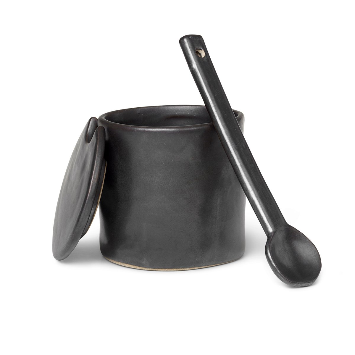 Ferm Living Flow Marmeladenbehälter mit Löffel Schwarz