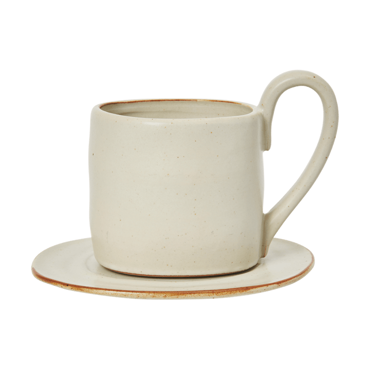 Flow Tasse mit Untertasse 25 cl - Off-white speckle - Ferm Living