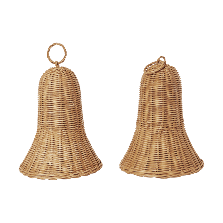 Geflochtene Glocken Weihnachtsanhänger 20 cm 2er-Pack - Natural - Ferm Living