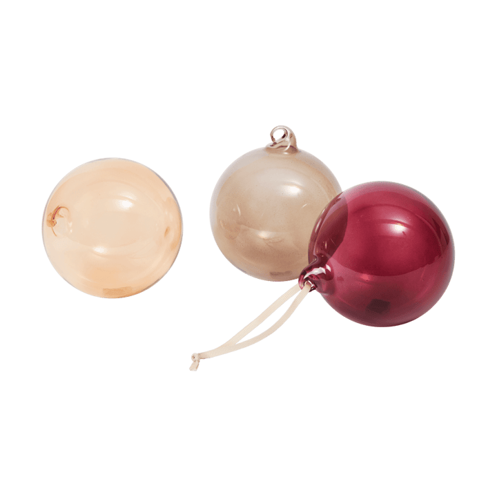 Glass bauble Weihnachtskugeln L Ø10 cm 3-teilig - Roseate Translucent - Ferm Living