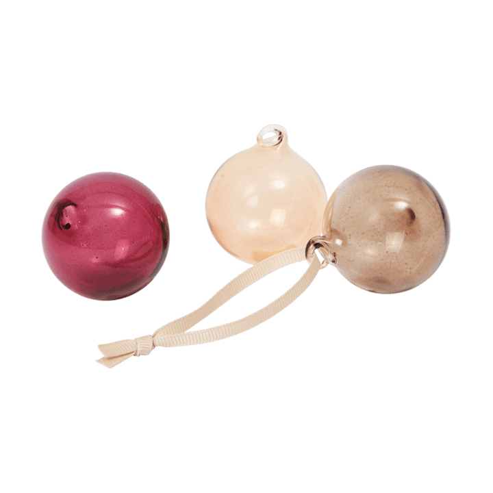 Glass bauble Weihnachtskugeln S Ø4 cm 3-teilig - Roseate Translucent - Ferm Living
