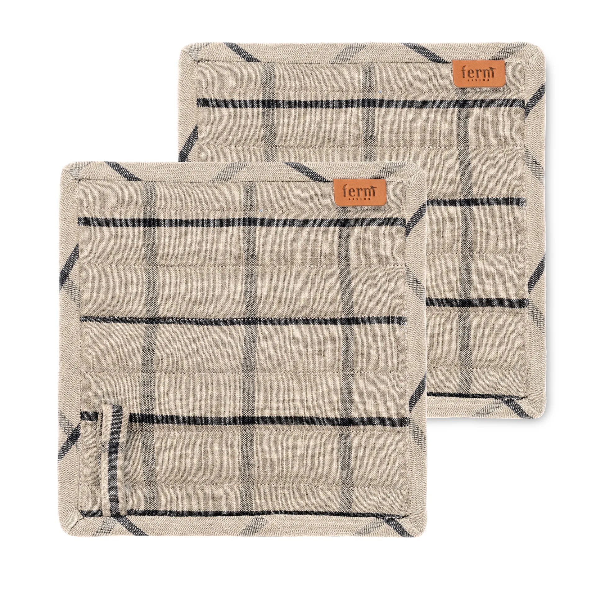 Hale Topflappen 2er Pack, Sand-schwarz Ferm Living