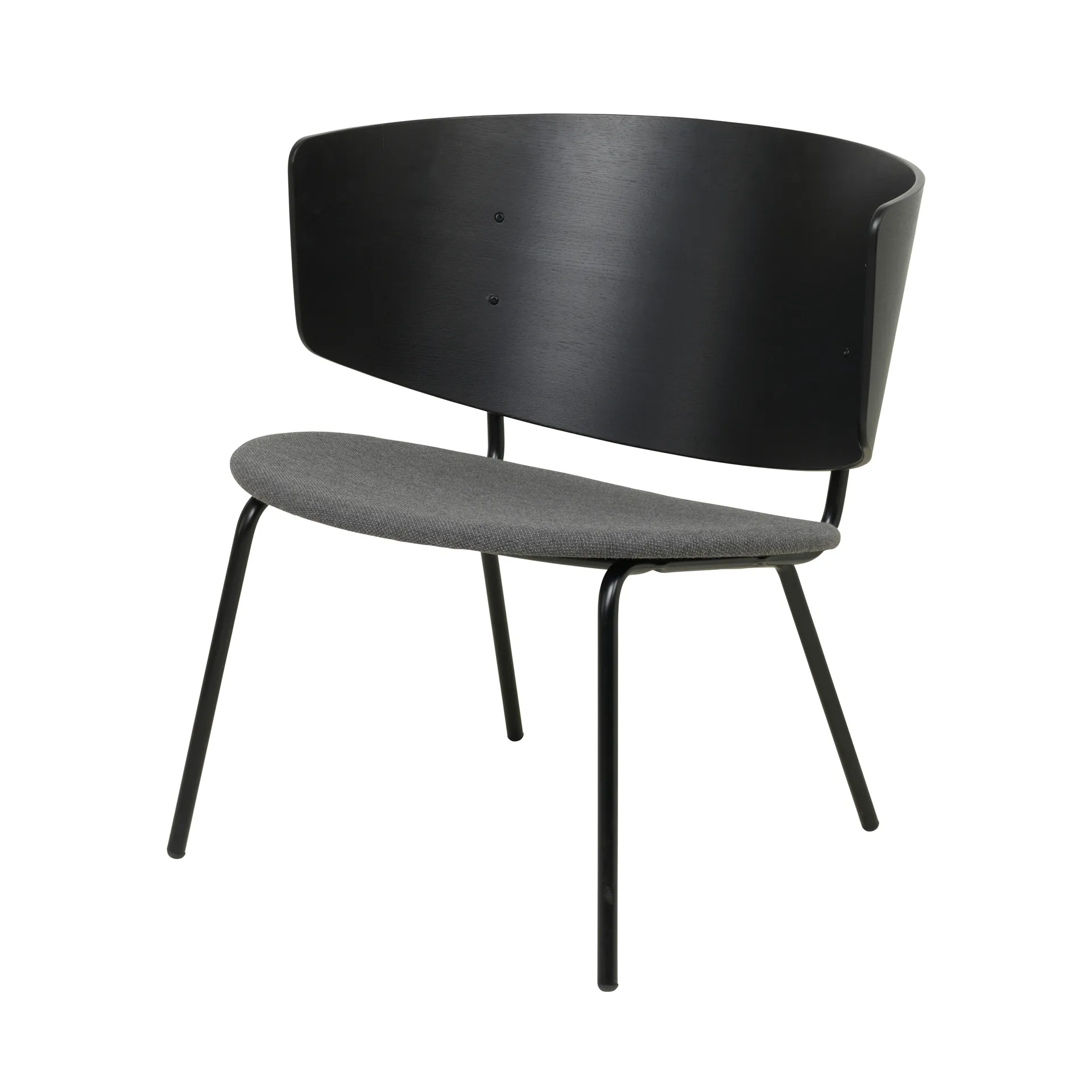 Herman Loungesessel mit gepolsterter Sitzfläche, Schwarz mit dunkelgrauemTextilsitz Ferm Living