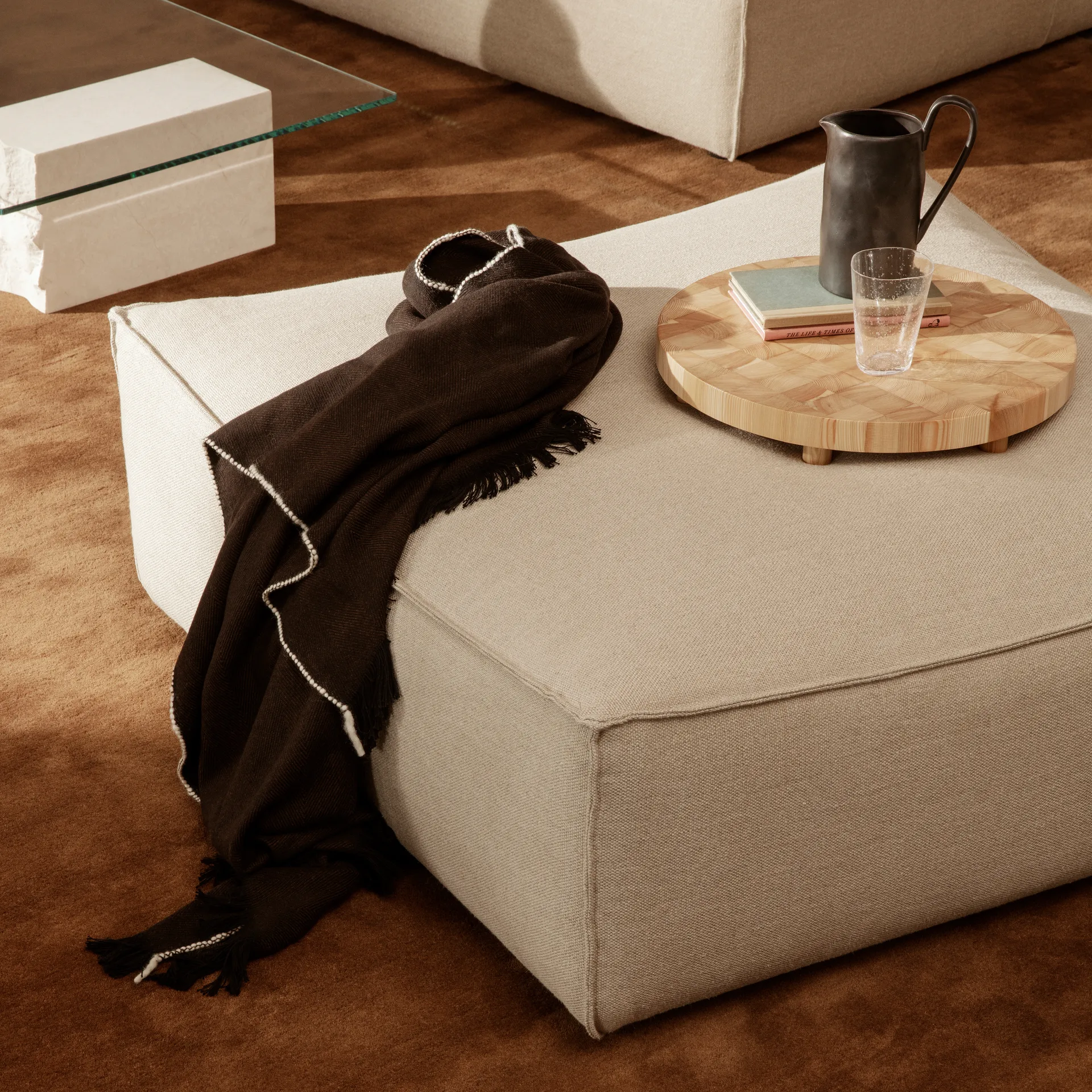 Herringbone Wolldecke 120 x 80cm, Dark coffee Ferm Living