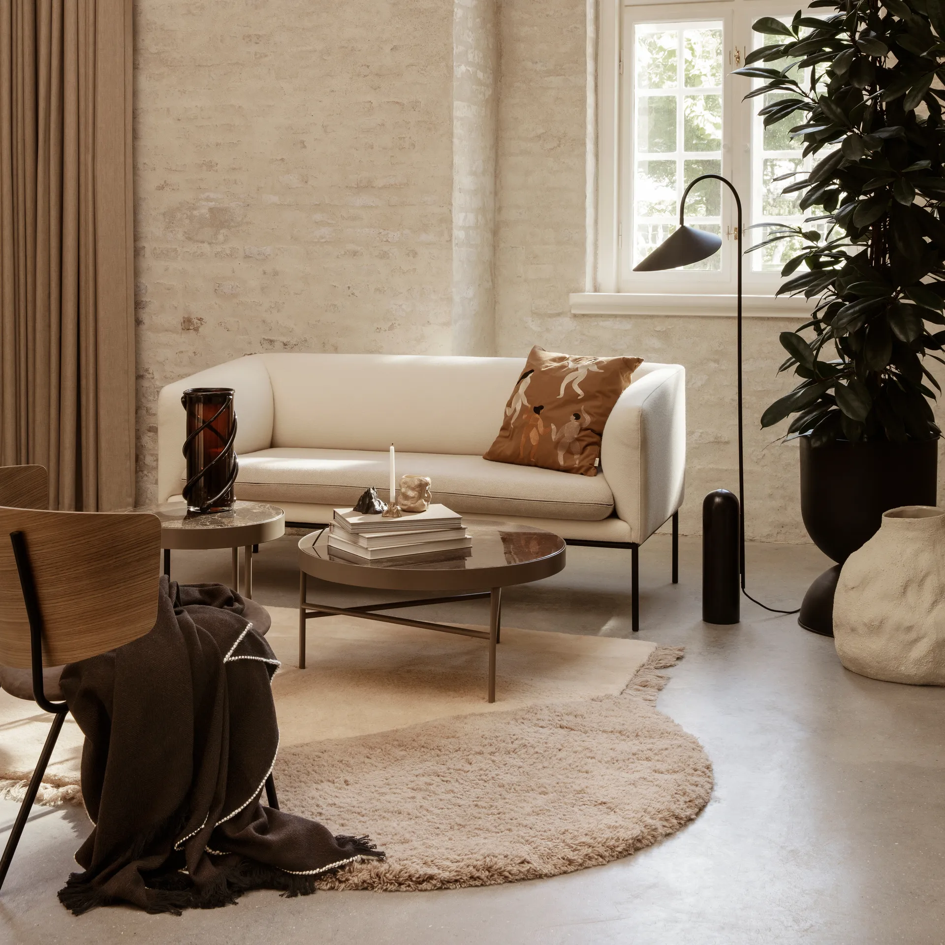 Herringbone Wolldecke 120 x 80cm, Dark coffee Ferm Living