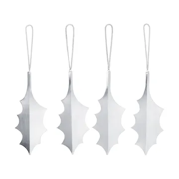 Holly Blatt Dekorationsanhänger 13,5 cm 4er-Pack - Silber - Ferm Living