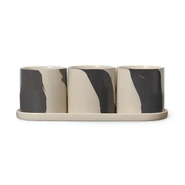 Inlay Kräuterblumentopf mit Untersetzer 4-teilig - Sand-brown - Ferm Living