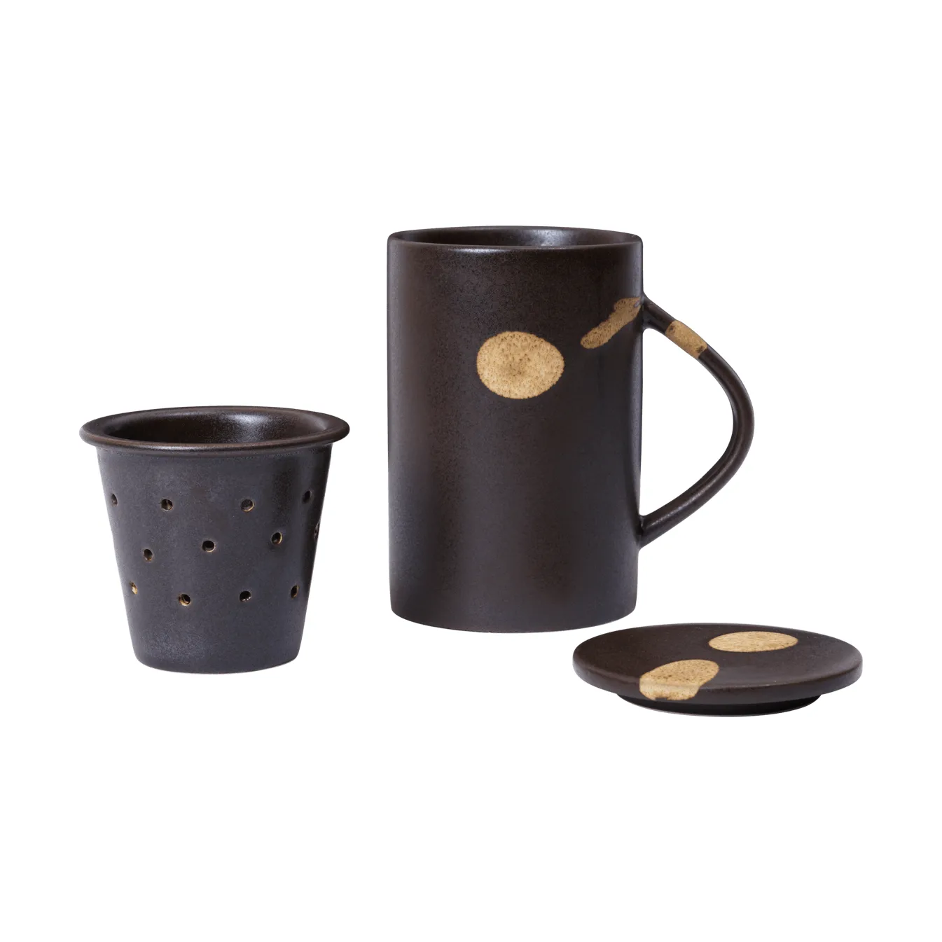 Koyo Teebecher mit Teesieb 40 cl, Dark brown-buff Ferm Living