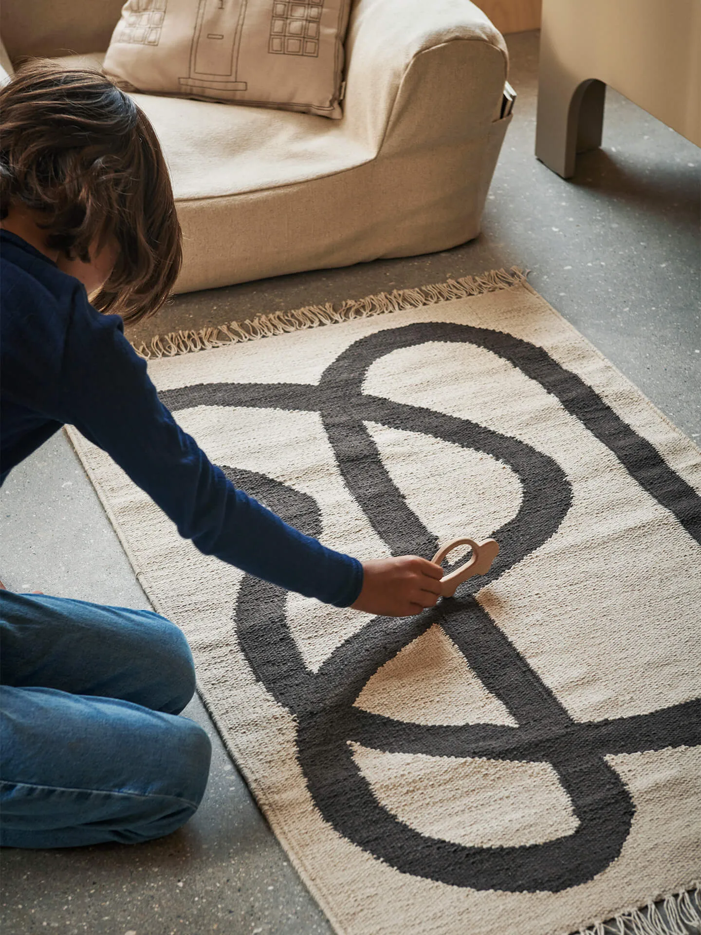 Lane Teppich 70x105 cm, Off-white-Chocolate Ferm Living