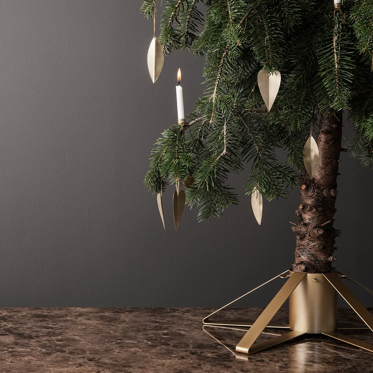 Leaf Weihnachtsbaumschmuck, Brass, 4er Pack Ferm Living