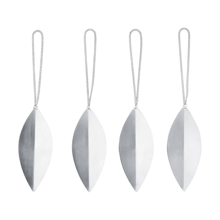 Leaf Weihnachtsbaumschmuck - Silber, 4er-Pack - Ferm Living