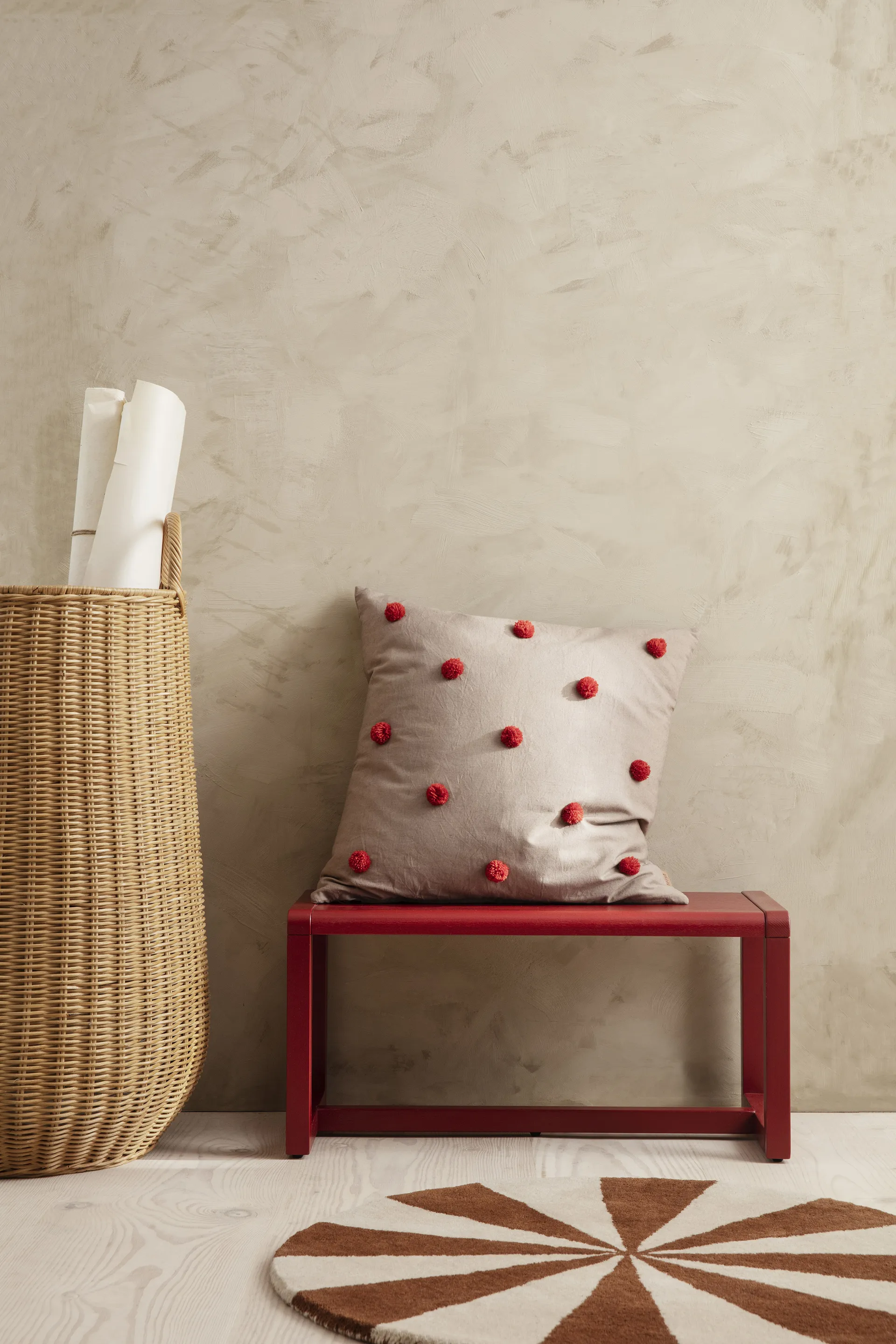 Little Architecht Bench Bank, Poppy red Ferm Living