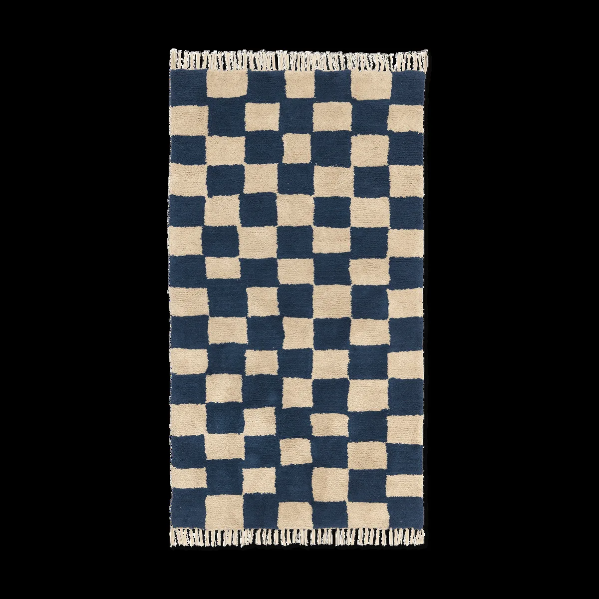 Ferm Living Mara Baumwollteppich 80x150 cm Deep Blue-Warm Sand