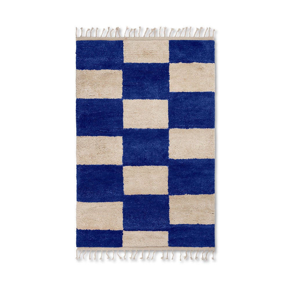 Ferm Living Mara Teppich Bright blue/offwhite, l, 120 x 180cm
