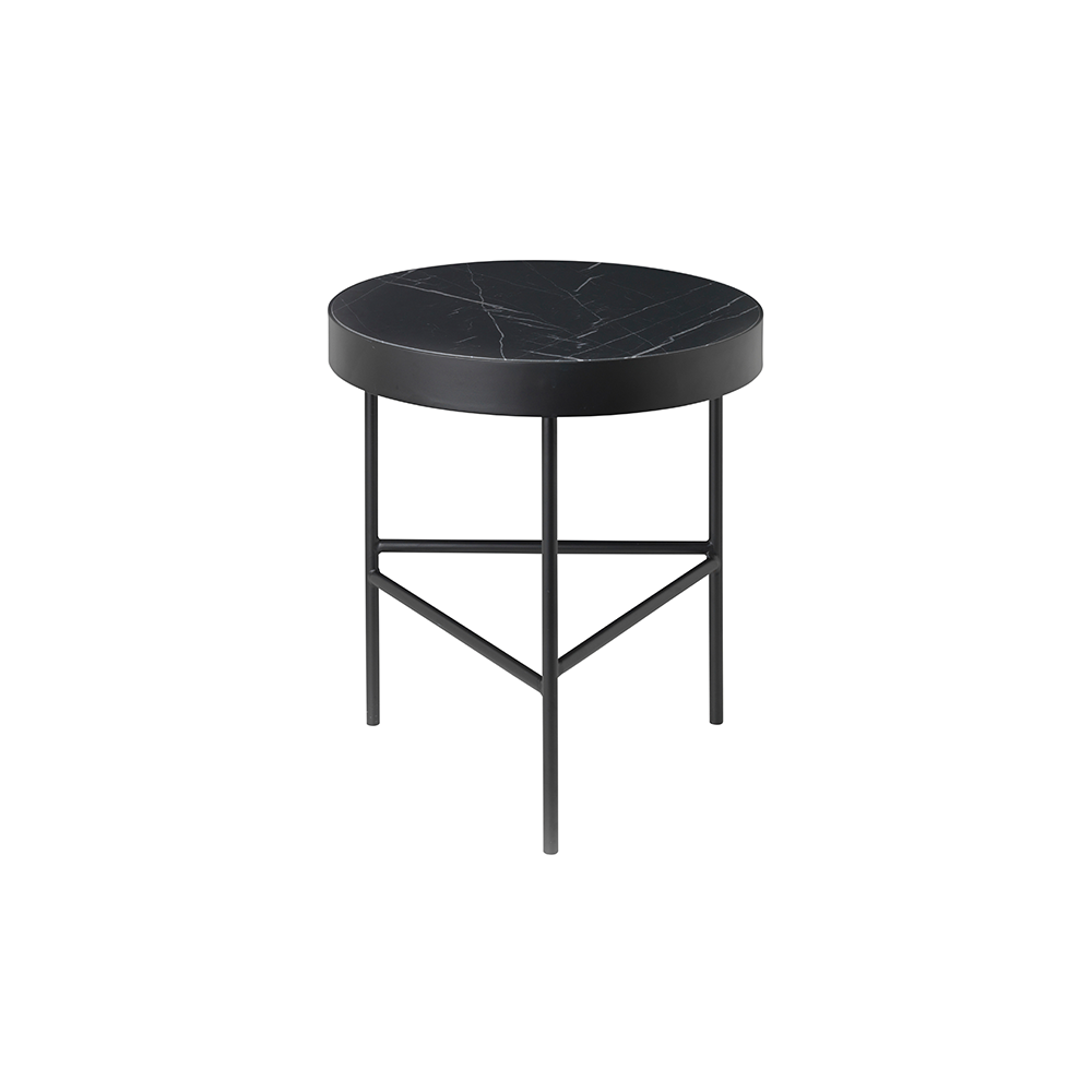 Ferm Living Marble Table Beistelltisch Marmor schwarz, medium, schwarzes Gestell