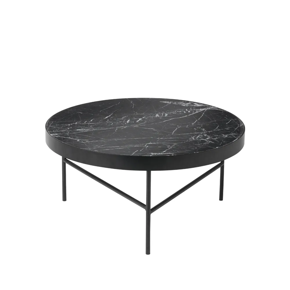Marble Table Couchtisch, Marmor schwarz, large, schwarzes Gestell Ferm Living