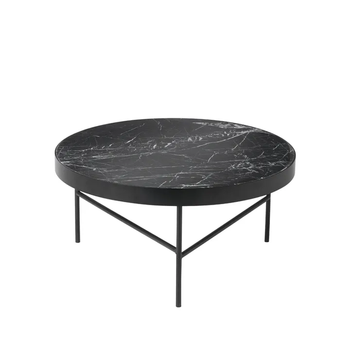Marble Table Couchtisch - Marmor schwarz, large, schwarzes Gestell - Ferm Living