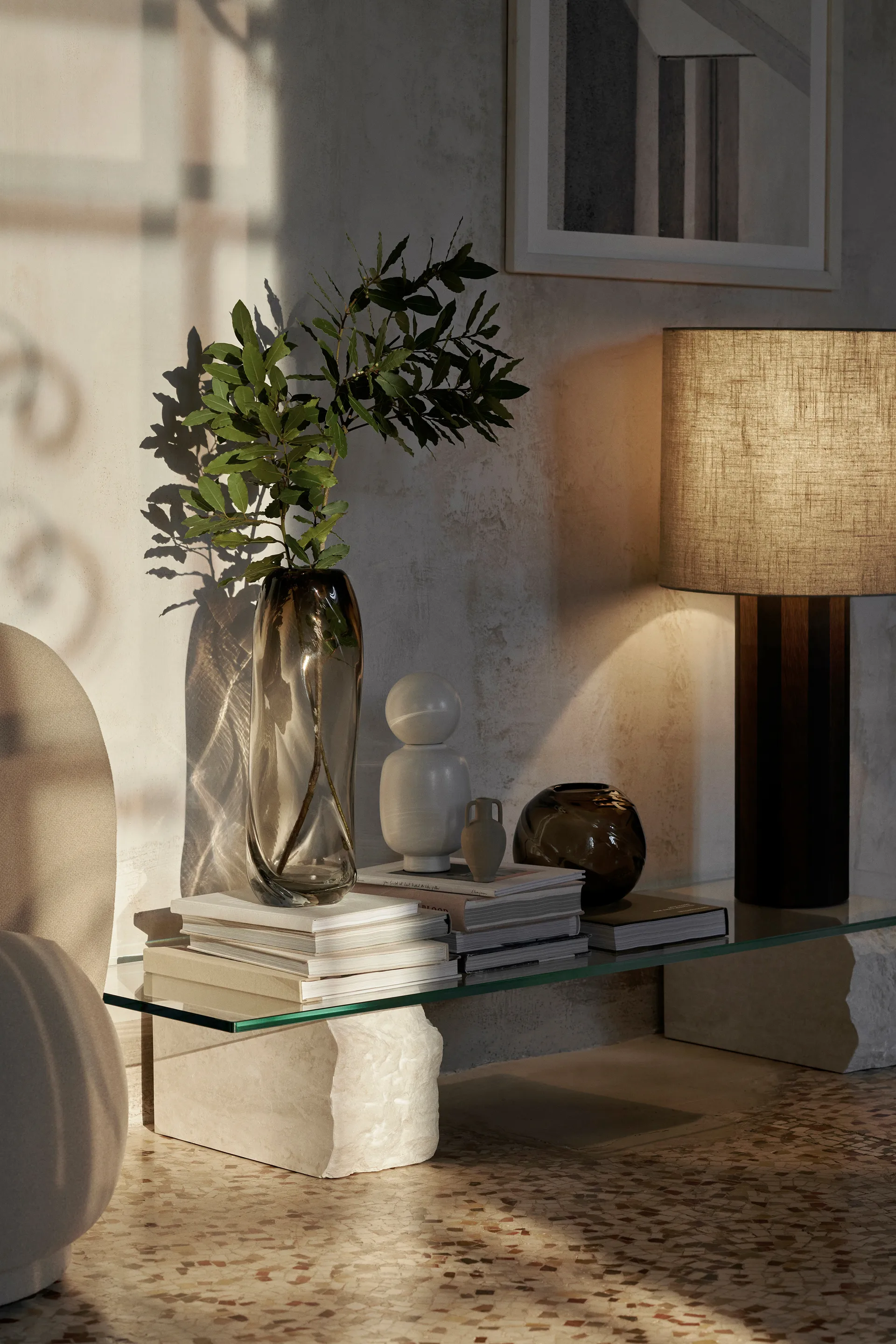 Mineral Beistelltisch 46 x 160cm, Bianco curia Ferm Living