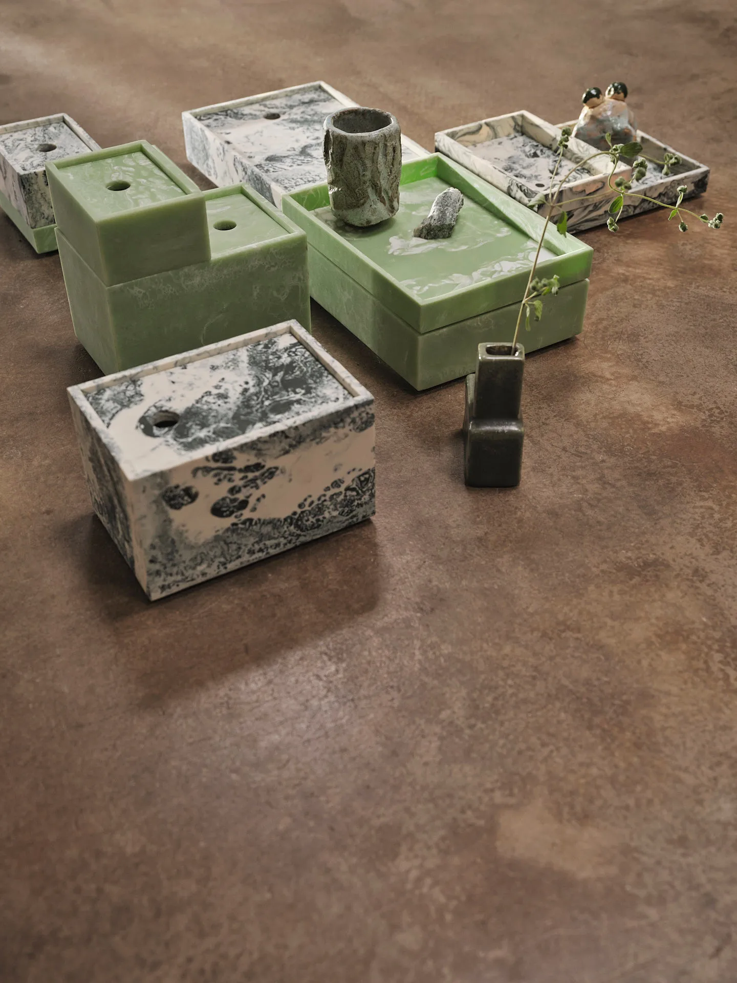 Mist Dekotablett 10x15 cm, Emerald-off white Ferm Living