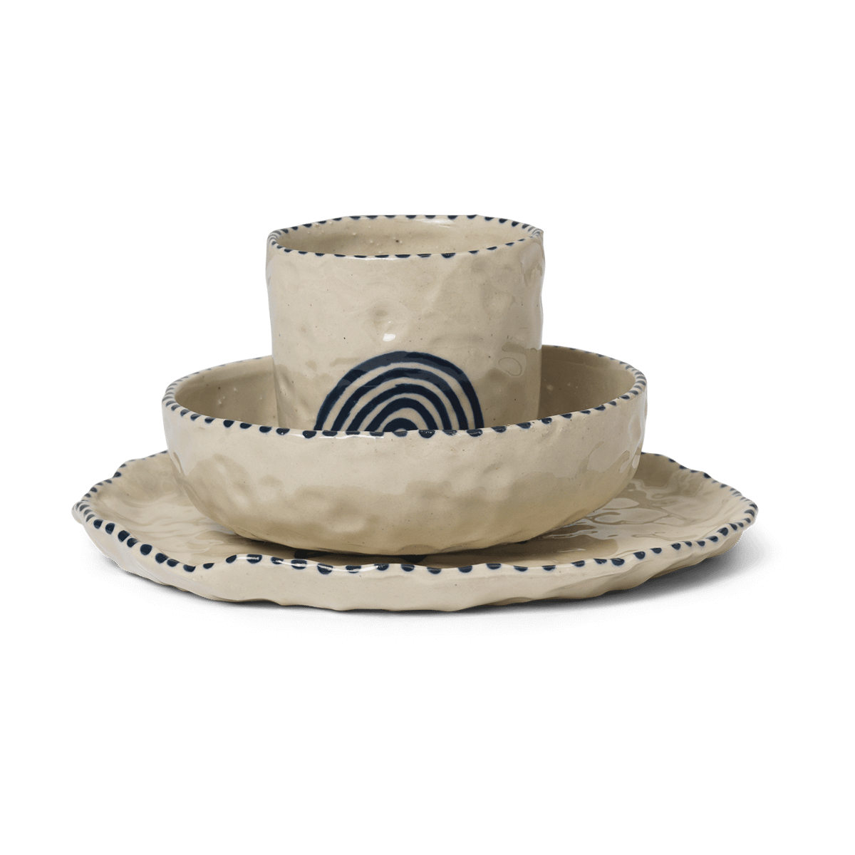 Ferm Living Naive Kindergeschirr-Set 3-teilig Deep blue