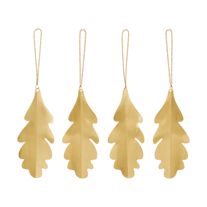 Oak leaf Dekorationsanhänger 13,5 cm 4er-Pack - Brass - Ferm Living