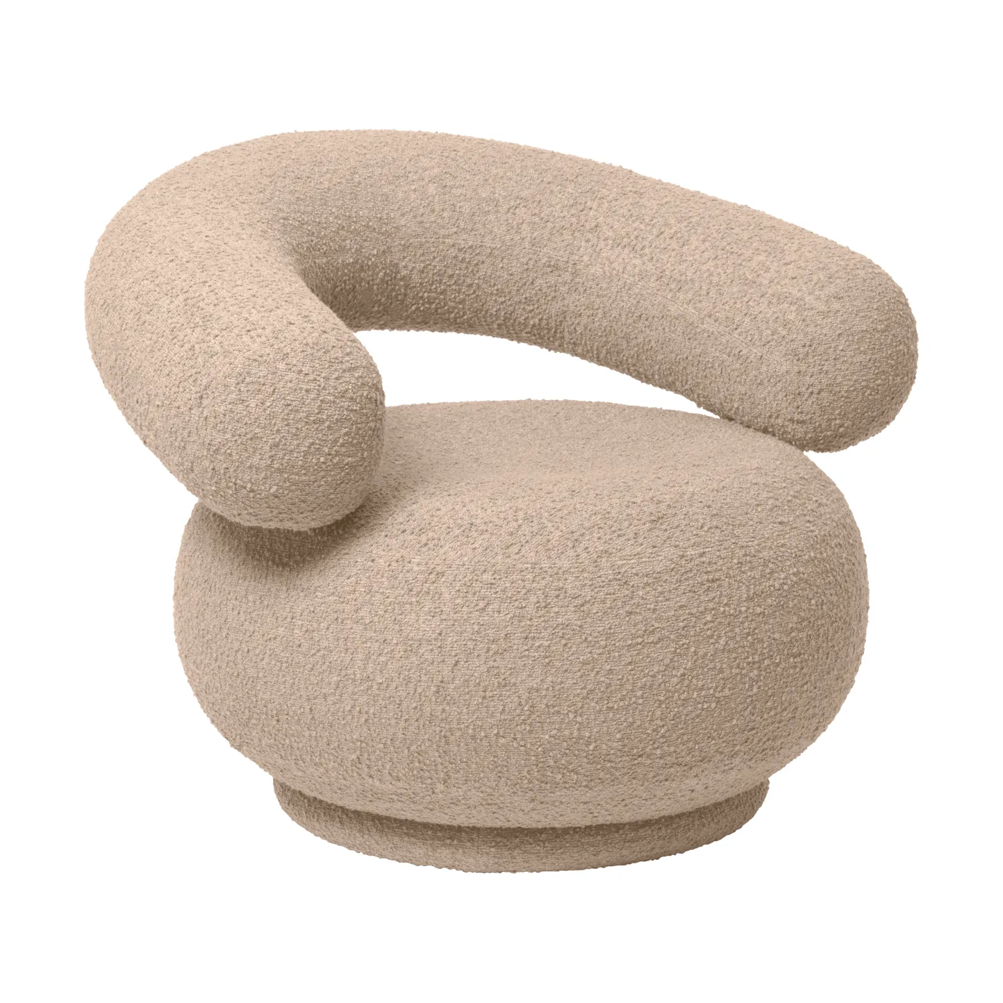 Orbo Lounge chair swivel Drehstuhl, Raw bouclé - Natural Ferm Living