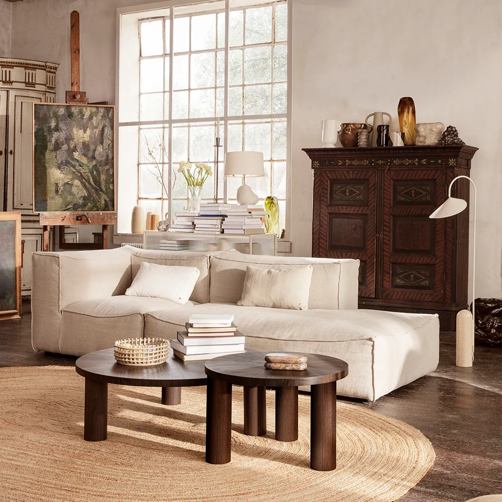 Post Beistelltisch, Oak smoked, small, lines Ferm Living